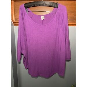PINK Victoria's Secret Purple Dolman Sleeve Slub Knit Top Medium Large